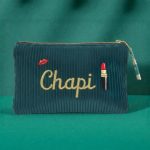 Eventail Emeraude / Velours côtelé bleu pétrole