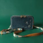 Eventail Emeraude / Velours côtelé bleu pétrole