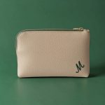 Eventail Emeraude / Simili cuir Beige