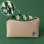 Eventail Emeraude / Simili cuir Beige